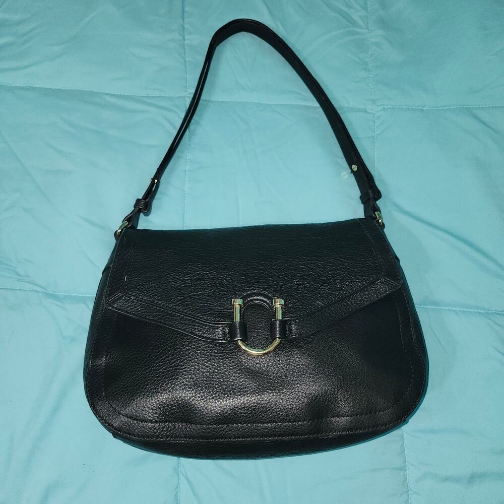 Vince Camuto Jonna Black Pebbled Leather Shoulder Bag